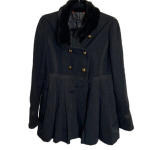 MARC by Marc Jacobs M Black with Gold Buttons Military Peacoat Coat